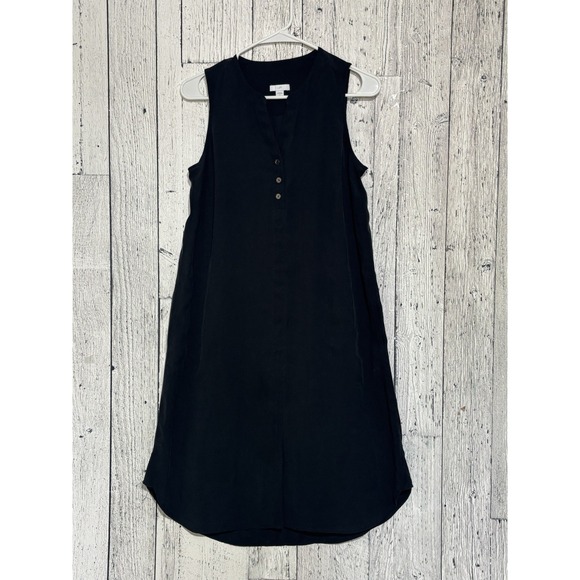 J-Jill Women's Tunic Black Dress Size Small with Pockets Sleeveless Summer Beach - Picture 2 of 13